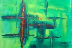 Grün trifft rot, Acryl 50 x 40 cm