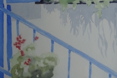 Südländische Idylle, Aquarell 25 x 24 cm