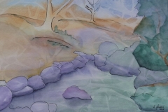 Am Bach, Aquarell und Tusche 40 x 30 cm